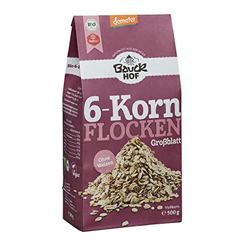 Bauckhof - 6-Korn Flocken ohne Weizen Demeter - 500 g - 8er Pack