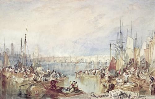 Cuadro de lienzo de el puerto de Londres de Turner en impresión decorativa de 60x90cm