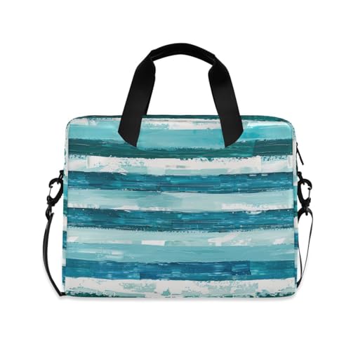 Bolso para portátil 15.6 pulgadas con asas y correa azul y blanco miniatura 1