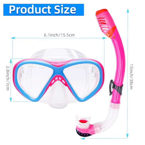 Equipo de Snorkel para Niños, Set de Snorkel para Edades 5-15, Máscara de Buceo con Cristal Templado y Vista Panorámica de 180 Grados miniatura 7