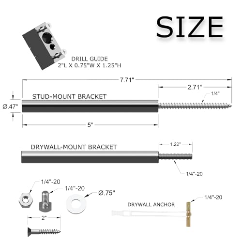 Alloytech Floating Shelf Hidden Bracket 5 Inch (2 Pcs) - Hidden Supports For Wooden Floating Shelves - Drywall Mount Or Stud Mount With Included Drill Guide And Steel Hardware thumb #5