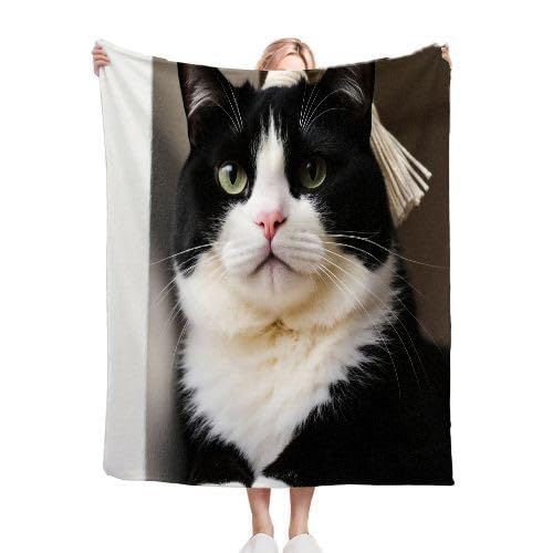 Couverture polaire chat noir et blanc protection contre le froid couette d'appoint 240x260