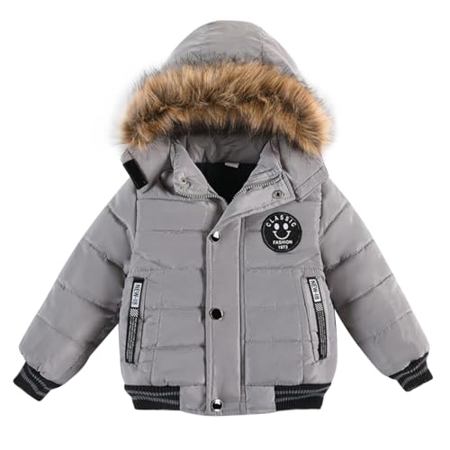 linboo Jungen Winterjacke Outdoor Mantel Parka mit Fellkapuze...