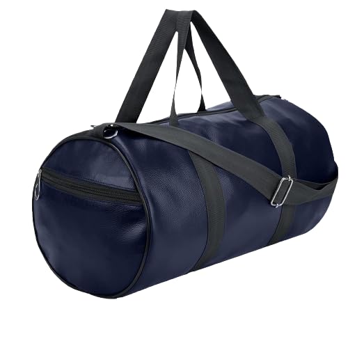 Gym Duffle Travel Sports Leather Bag with Shoulder Strap (Blue)-image-23