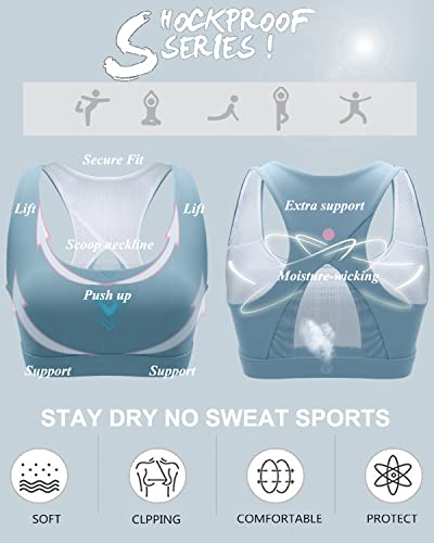 Image of RUNNING GIRL Sports Bra for Women,High Impact Large Bust Padded Sports Bra Fitness Workout Running Yoga Tank Tops(WX2827 Blue 3XL)