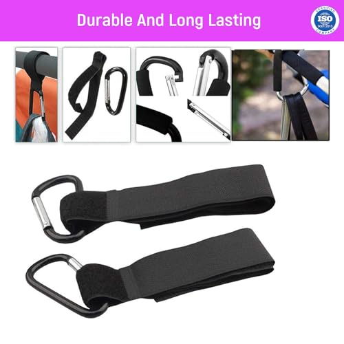 Image of Safe-O-Kid Strong Metal Non-Slip Buggy /Pram Clips (Pack of 4) - Universal Stroller Hooks for Bag Holder, Durable & Secure - Black