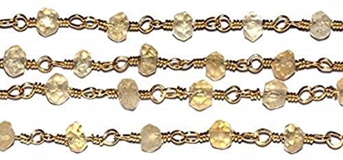 Chaîne rosaire en citrine véritable dorée à l'or fin pour bijoux d'exception