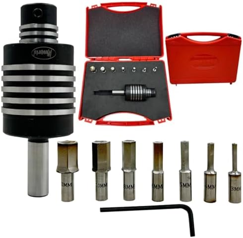 Assorts Straight Shank Rotary Broaching Live Center Set with 7 HSS HEX Punches (3mm–12mm) – Precision Lathe Tooling Kit