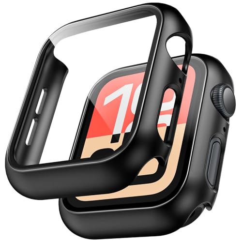 TAURI 2 Pack Hard Case for Apple Watch SE 3 /Series 6/5/4 /SE 40mm Black