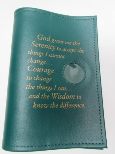 Alcoólicos Anônimos AA capa grande livro Serenity Prayer & Medallion Holder Verde
