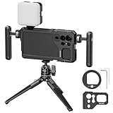 neewer s23 ultra gabbia per telefono rig video + 2 maniglie laterali, adattatore per filtro 67mm, backplane 17mm, luce led rgb, mini treppiede, stabilizzatore telefono per samsung s23 ultra per video