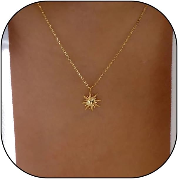 Boho Gold Sunburst Pendant Necklace for Women Adjustable Silver Celestial Sun Choker Necklace Vintage Sunflower Necklace Party Jewelry Accessories