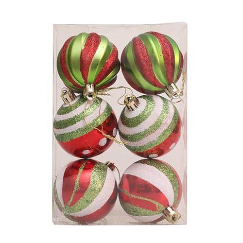 Bolas de Navidad - Robustas bolas de Navidad, adornos para bolas de árbol | 6 adornos decorativos irrompibles con bolas de Navidad pintadas, colgantes de 2,4 pulgadas para decorados