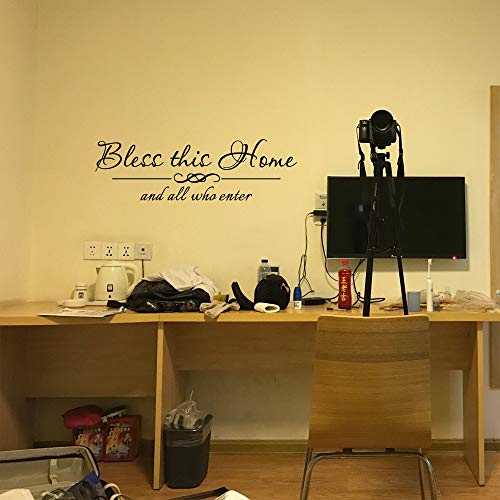 Bless This Home And All Who Enter - Carved Vinyl Separated Letters Decal Wall Quote Home Entryway Lettering Decal Blessed Stickers Christian Room Decor Handwriting Art Letters #TOP4