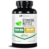 Healthfare Stinging Nettle Root Extract 7500mg | 200 Vegan Capsules | Extra Strength Herbal Supplement | Supports Prostate, Urinary & Hair Health | Non-GMO, Gluten-Free | Made in USA