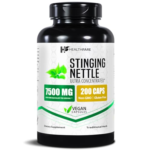 Healthfare Stinging Nettle Root Extract 7500mg | 200 Vegan Capsules | Extra Strength Herbal