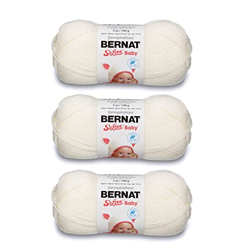 Image of Bernat Softee Baby Yarn for Crocheting Soft, Antique White, 3-Pack | #3 Light DK Yarn, 100% Acrylic, Soft Baby Yarn for Crocheting, Blankets, Clothes & Knitting Crafts, 362yd, 141g /5oz per skein