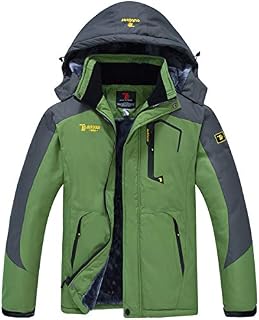 JINSHI Men's Waterproof Windproof Fleece Ski Jacket Outdoor Insulated Snow Jacket (Green,L)