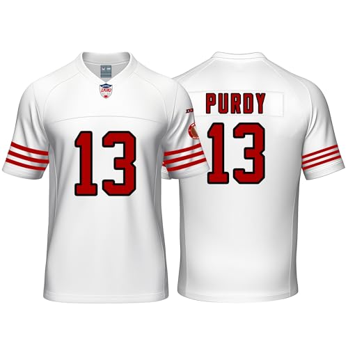 Custom Mens/Youth Football Brock Stitched T-Shirt for Sports Fan Purdy White No Brand/Logos