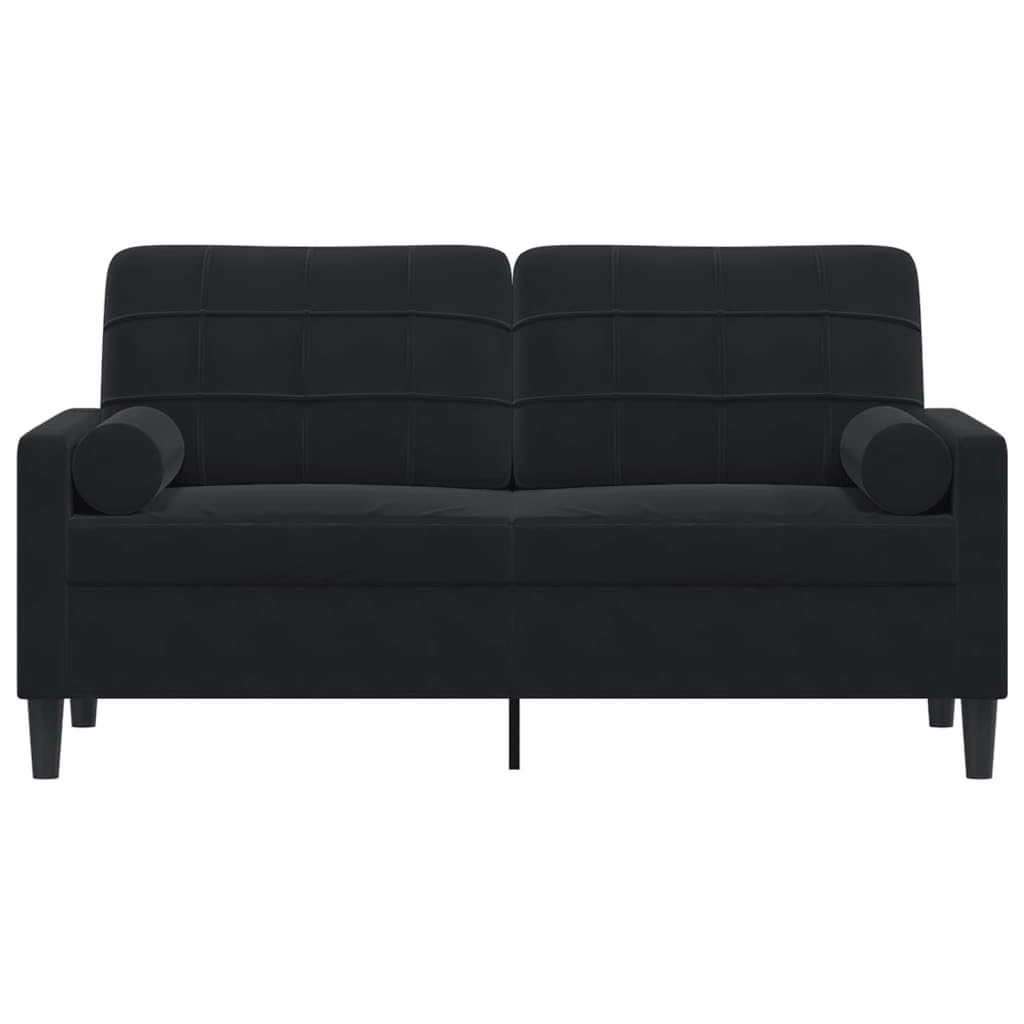 vidaXL Sofá de 2 plazas con Cojines Terciopelo Negro 140 cm, sofá, sofá de salón, sofá de Tela, sofá tapizado, sofá de Tres plazas
