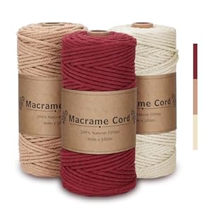 VORHOT Makramee Garn Set 3mm x 100m Rot