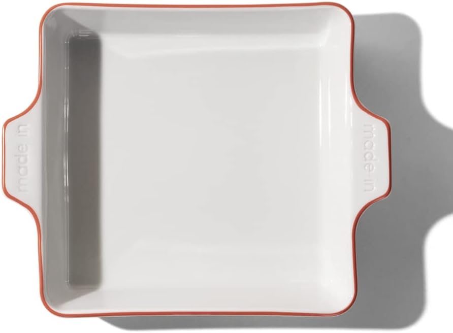 Made In Cookware Square Baking Dish Red Rim Hand