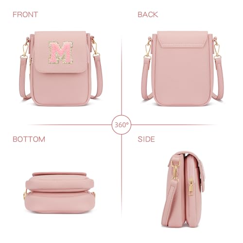 Image of Gift for Girls Small Initial Crossbody Bag for Teens Vegan Leather Cell Phone Kids Purse