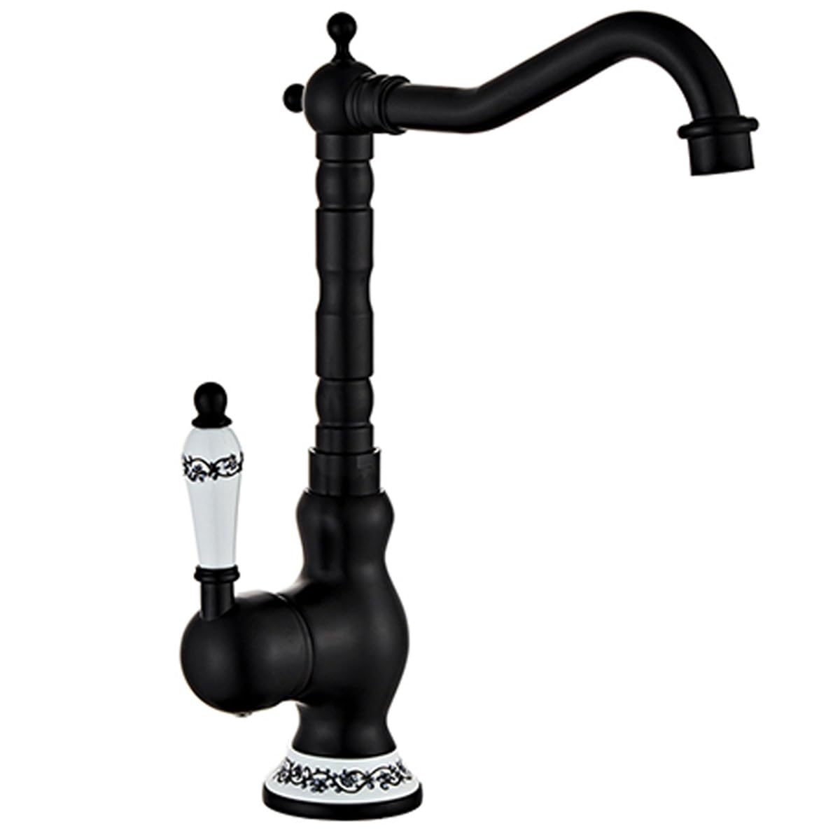 Robinet antique en laiton noir avec cartouche céramique durable pour évier chic