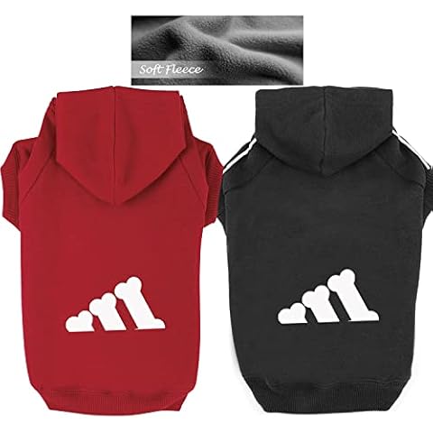 Owbb® 2 Stück Mittlerer Hund Kapuzenpullis Set, Hunde Hoodie warm,Bekleidung Fleece Sweater Hundepullover Baumwolljacke Shirt Cover