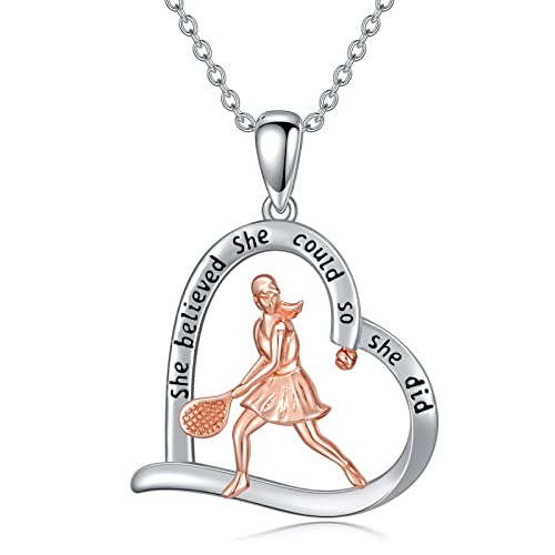 Pelovny Sports Lovers Gifts For Women 925 Sterling Silver Tennis Necklace Sport Jewelry Gift For Sports Lovers Friends Girls #TOP25