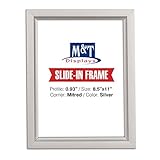 M&T Displays Slide In Frame Silver 8.5x11 Inch Poster Holder 0.93' Aluminum Profile Top Loading Easy Change Mitered Corner with Anti Glare PET Cover