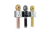 Nota: el color se enviará en base a la disponibilidad en el almacén. Efecto reverberación de la voz. Potencia de salida: 5 W. Reproductor de música a través de Bluetooth, jack 3,5 mm, USB o tarjeta TF. Ideal tanto para escuchar música como para divertirse con el Karaoke. Dimensiones: altura máx. 22 x anchura máx. 7 cm aprox. Puertos: Micro SD; USB, micro USB (para la carga); Jack AUX 3,5 mm Teclas: On/Off; siguiente, anterior, volumen, volumen, escan/reproducción/pausa, volumen micrófono, reverberación. Color: negro, Arg