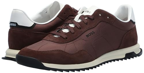 Image of BOSS Men's Zayn Low Profile Suede Leather Two Tone Sneaker