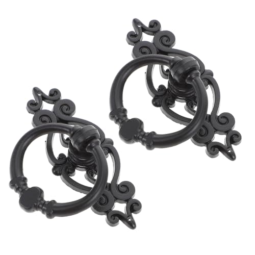 Kisangel 6 piezas Tiradores Vintage de Anillo para Muebles Estilo Retro para Armarios Fácil Instalación Acabado Negro Duradero para Gabinetes y Ropero