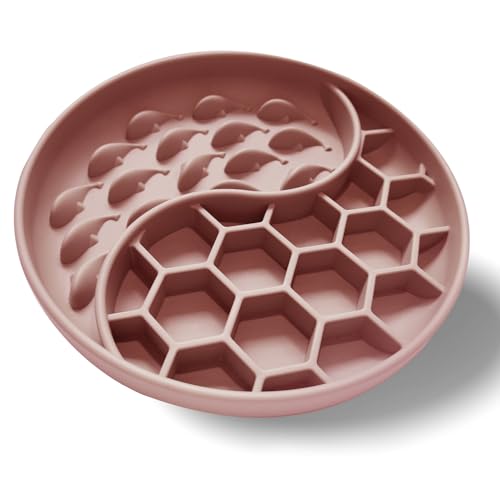 Cat Slow Feeder Bowl,Fun Dog Feeding Bowls with Suction Cups, Anti-Choking, Non-Slip Design, Reduces Boredom, Anxiety,Overeating, Ideal for Medium to Small Dogs & Cats (Pink)