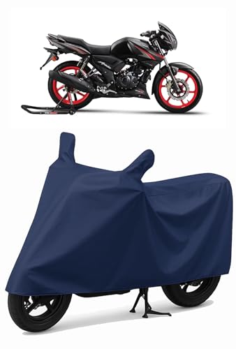 Image of Shield Heavy Duty Bike Cover for TVS Apache RTR 160 | All-Season, Tear-Proof, Water-Resistant Fabric | with Side Mirror Pocket & Buckle Belt