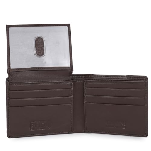 Image of CIMONI Premium Genuine Leather Wallet for Men Travel Casual Wallet with RFID Blocking 6 Card Sots, 2 Secret Compartments, 1 Transparent ID Window (Color - Brown)