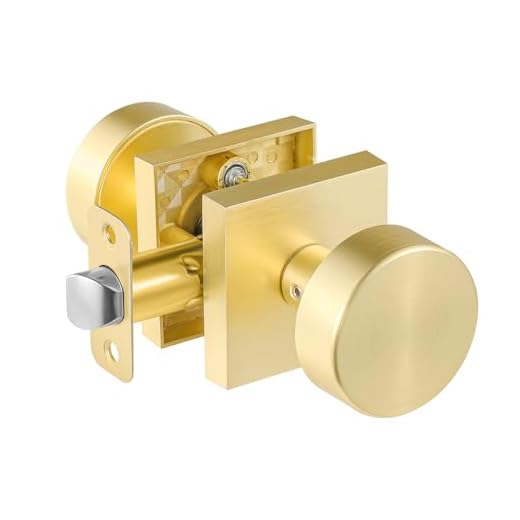 newliplace Passage Brass Door Knobs Interior, Brushed Gold Passage Door Knobs, Square Gold Door Handles for Closet Hallway, Heavy Duty Design