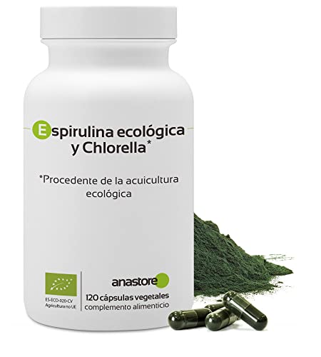 Espirulina ecológica y Chlorella * 400 mg/120 cápsulas * Dos algas ricas en vitaminas * Fabricado en Francia