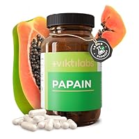 Papain Kapseln - Hochdosiertes Enzym aus Papaya - 800 mg pro Tagesdosis - Natürlich aus Kernen & Schalen gewonnen - Premium-Qualität - mehrstufige Reinigung - Ohne Zusatzstoffe - 100% vegan (1er Pack)