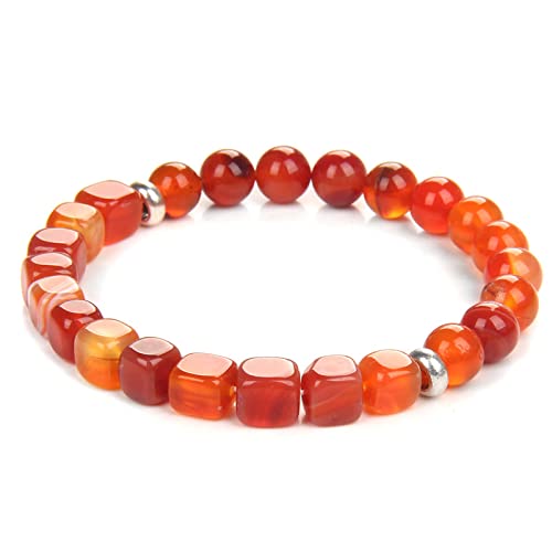Bracelet agate carrée naturelle ajustable sans fermoir difficile 19cm - 2