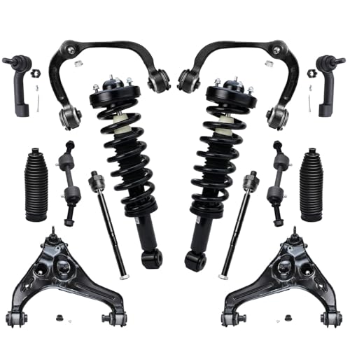 Image of Detroit Axle - 14pc Front End Suspension Kit for 09-13 Ford Expedition Lincoln Navigator, Struts & Coil Spring Control Arms Tie Rods Boots Sway Bars 2009 2010 2011 2012 2013 Replacement