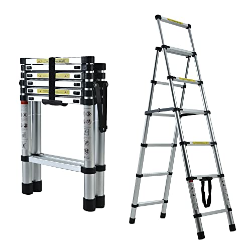 Escabeau pliant avec 4 + 5 marches, échelle télescopique de type A, escabeau pliable, tapis en caoutchouc antidérapant, échelle domestique jusqu'à 150 kg pour cuisine, maison, extérieur Cover