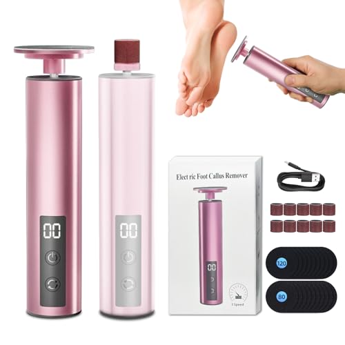 2 en 1 Rapeuse Pieds Pédicure Électrique, Ponceuse Pieds Electrique Vitesse Réglable avec 20 Tampons de Remplacement, Pieds Pedicure Pieds pour Peau Morte...