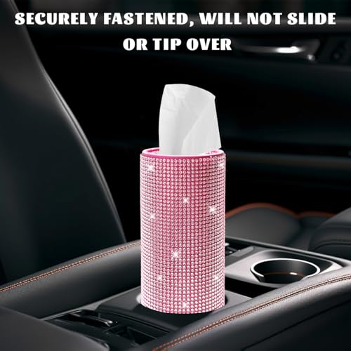 Porta Pañuelos Para Auto Con Brillantes Rosado miniatura 4