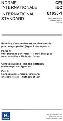 IEC 61056-1 Ed. 2.0 b:2002, General purpose lead-acid batteries (valve-regulated types) - Part 1: General requirements, functional characteristics - Methods of test Paperback – August 19, 2007