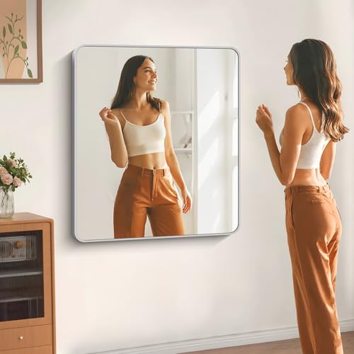 Image of DESBING 40 inch x 36 inchBathroom Mirror, Silver Wall Mirror with Metal Frame, Decorative Rectangular Vanity Mirror for Bedroom Bathroom Living Room Entryway (Horizontal /Vertical)