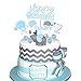 Elefante Torta Decorazione,Blu Elefante Torta Topper, per Una Torta Bambola di Elefante con Palloncino per Bomboniere Ornamenti da Tavola Regalo per Bambini Ragazzo Doccia per Bambini