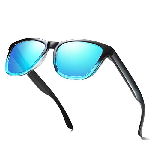 ELITERA Women Men Sunglasses Famous Lady Designer Gradient Colors Polarized Glasses UV400 E0717 (Black&Blue) Protection (Whitegrey)