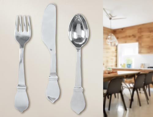 Pack Of 3 Wall Object, Cutlery, Aluminum, Silver Colored, Pu 3, Assorted 3 Times, L. 7 Cm, W. 12 Cm, H. 62 Cm